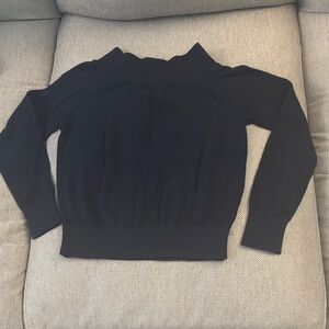 Brandy Melville Navy Blue Women's Off-Shoulder Sweater